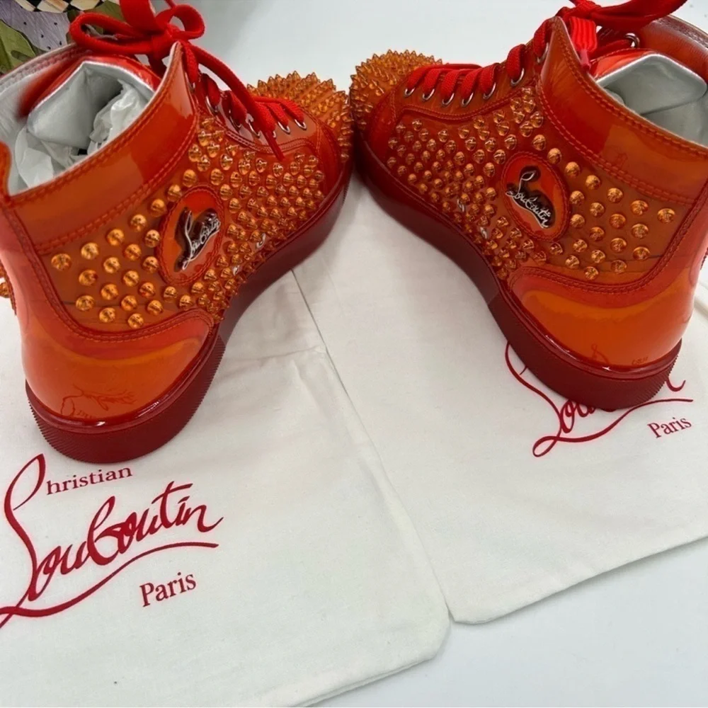 Men’s Christian Louboutin spike accent high top sneakers size 42 made in…
